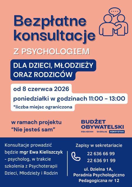 Bezpłatne konsultacje z psychologiem